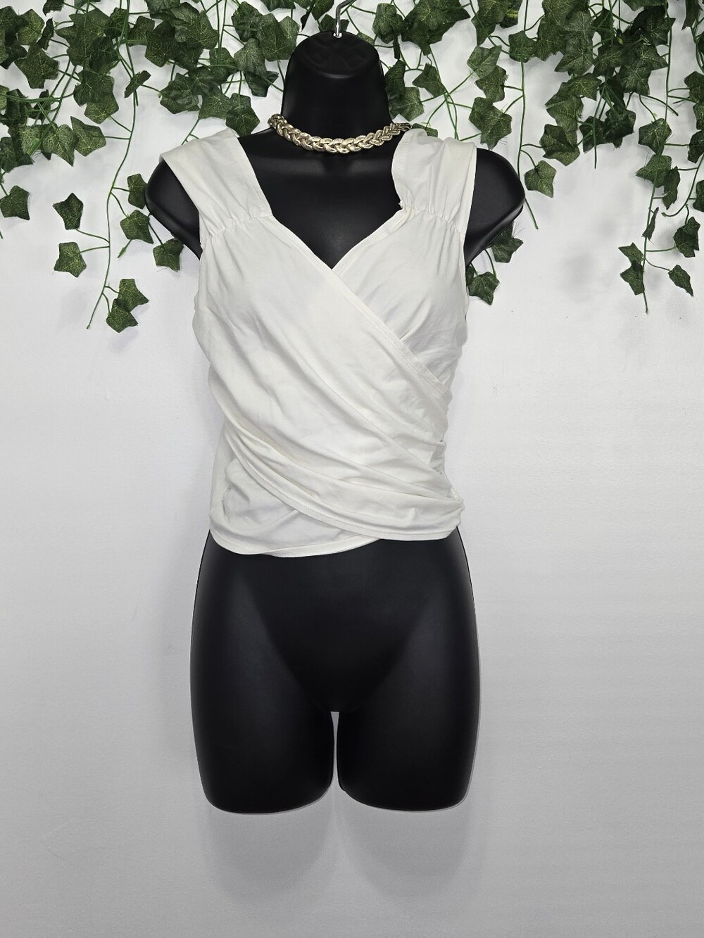 Classic White Wrap-Front Sleeveless Camisole